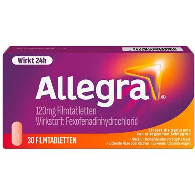 Allegra® 120mg bei Allergie Filmtabletten 30 St 30 St Filmtabletten Allegra® 120mg bei Allergie Filmtabletten 30 St 30 St Filmtabletten