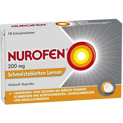 Nurofen 200 mg Ibuprofen Schmelztabletten Lemon 12 St 12 St Schmelztabletten Nurofen 200 mg Ibuprofen Schmelztabletten Lemon 12 St 12 St Schmelztabletten