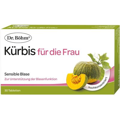 Dr. Böhm® Kürbis für die Frau – pflanzliche Antwort auf Blasenschwäche Tabletten 30 St 30 St Tabletten Dr. Böhm® Kürbis für die Frau – pflanzliche Antwort auf Blasenschwäche Tabletten 30 St 30 St Tabletten