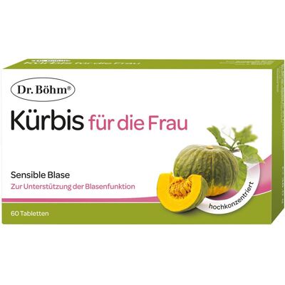 Dr. Böhm® Kürbis für die Frau – pflanzliche Antwort auf Blasenschwäche Tabletten 60 St 60 St Tabletten Dr. Böhm® Kürbis für die Frau – pflanzliche Antwort auf Blasenschwäche Tabletten 60 St 60 St Tabletten