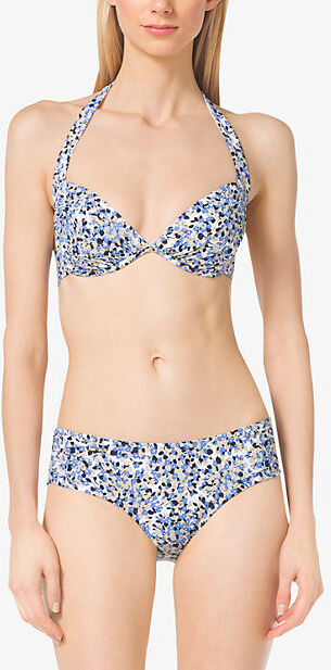 MICHAEL Michael Kors MK Floral-Print Bikini Top - Navy