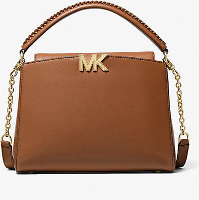 MICHAEL Michael Kors MK Karlie Medium Leather Satchel - Luggage Brown