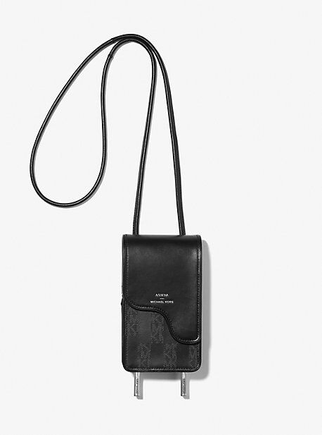 MICHAEL Michael Kors MK ASHYA X MICHAEL KORS Saga Signature And Leather Bolo Bag - Black Combo