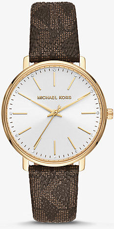 Michael Kors MK Pyper Logo and Gold-Tone Watch - Brown