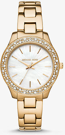 Michael Kors MK Liliane Pavé Gold Tone Watch - Gold