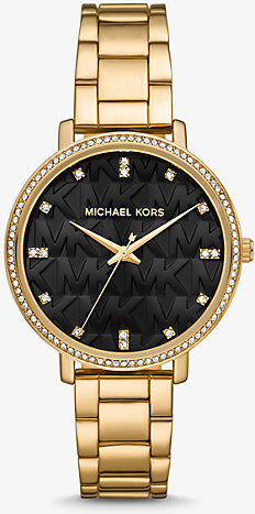 Michael Kors MK Pyper Pavé Gold-Tone Logo Watch - Gold