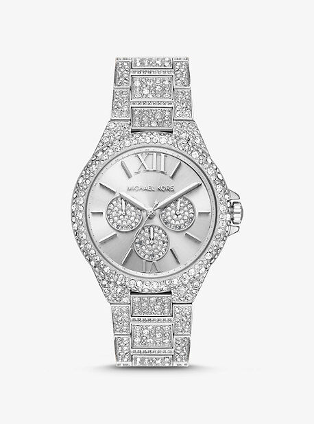 Michael Kors MK Oversized Camille Pavé Silver-Tone Watch - Silver