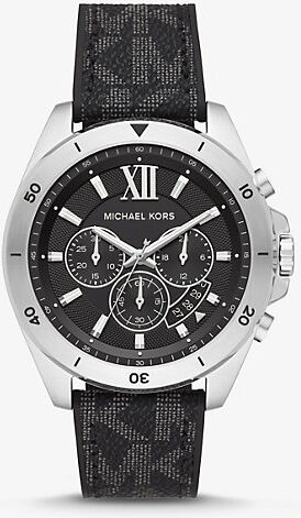 Michael Kors MK Oversized Brecken Logo and Silver-Tone Watch - Black