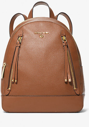 MICHAEL Michael Kors MK Brooklyn Medium Pebbled Leather Backpack - Luggage Brown