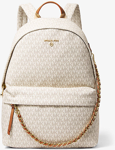 MICHAEL Michael Kors MK Slater Large Logo Backpack - Vanilla/acorn