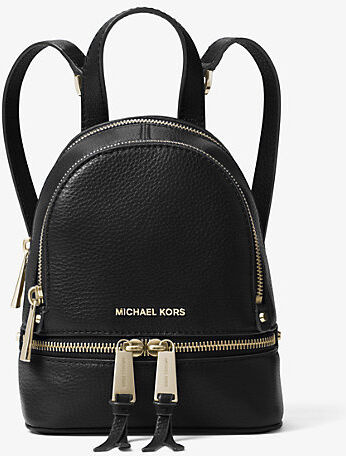 MICHAEL Michael Kors MK Rhea Mini Leather Backpack - Black