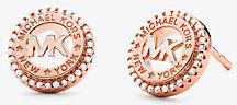 Michael Kors MK Precious Metal-Plated Sterling Silver Pavé Logo Studs - Rose Gold