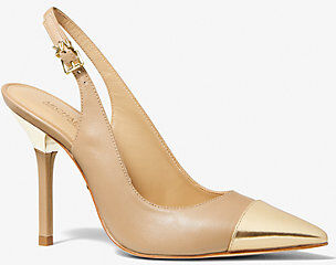 MICHAEL Michael Kors MK Kadence Leather Cap-Toe Slingback Pump - Camel