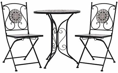 Unbranded 3 Piece Mosaic Bistro Set Ceramic Tile Grey