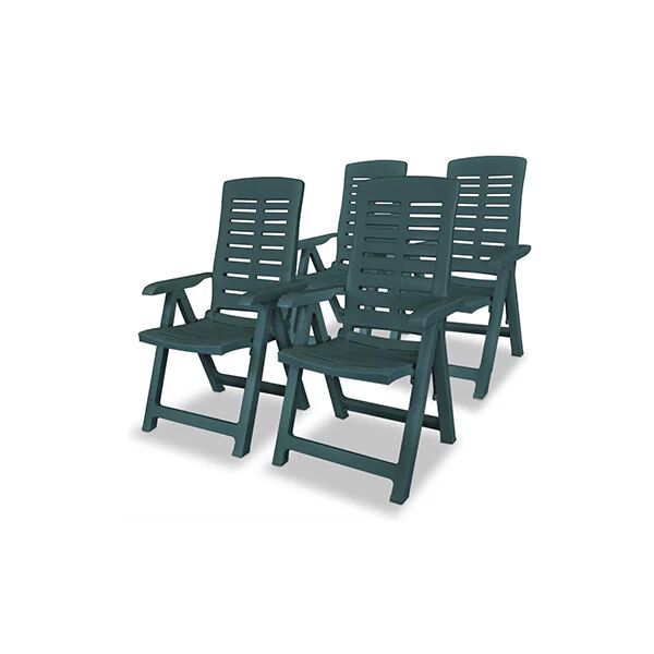 Unbranded 4 Pcs Reclining Garden Chairs Plastic Green