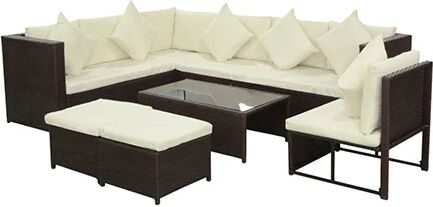 Unbranded 8 Piece Garden Lounge Set With Cushions Poly Rattan Brown