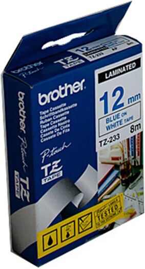 Brother TZe233 Labeling Tape 12 Mm Blue On White Tape