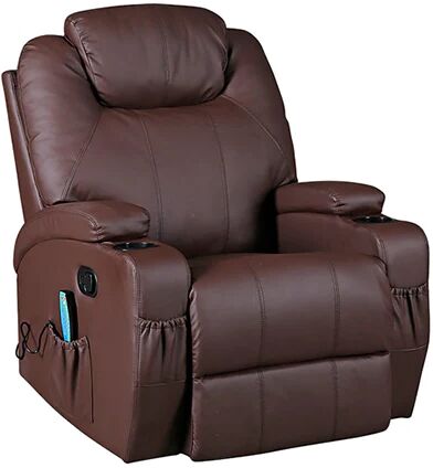 Palermo Brown Massage Sofa Chair Recliner Swivel Pu Leather