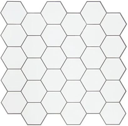 Randy & Travis Machinery 10Pcs Tiles 3D Peel And Stick Wall Tile Hexagon White 30X30Cm