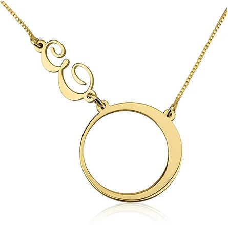 Unbranded Circle Sideways Initial Necklace