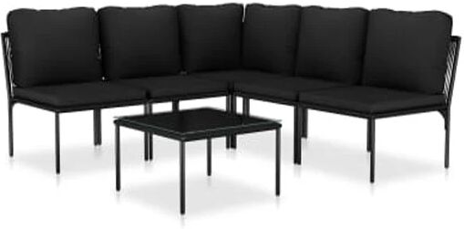 Unbranded 6 Piece Garden Lounge Set With Cushions Black Pvc