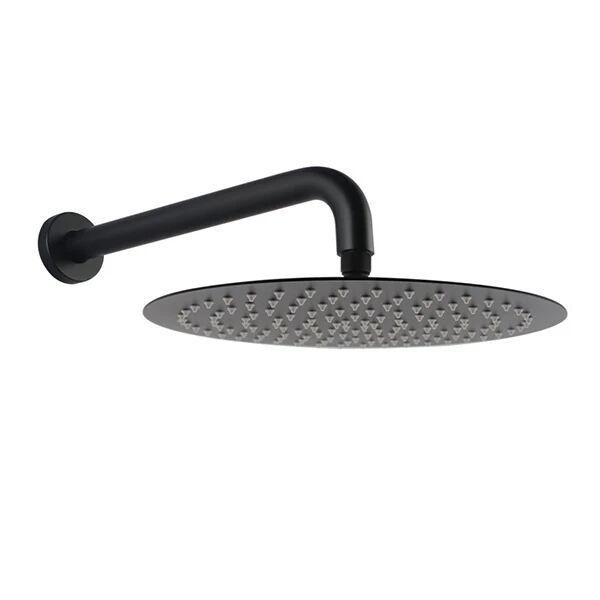 Unbranded 12 Inch Round Black Rainfall Shower Head 300Mm Wall Mounted Shower Arm