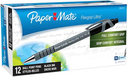 Papermate Flex Grip Rt Ballpen 1Mm Black Box Of 12