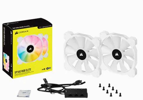 Corsair White Sp140 Rgb Elite 140Mm Rgb Led Fan With Airguide