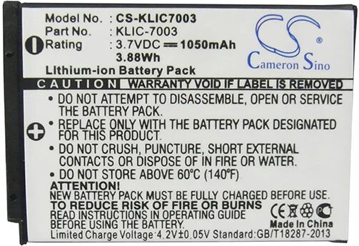 Cameron Sino Klic7003 Battery Replacement For Kodak Camera