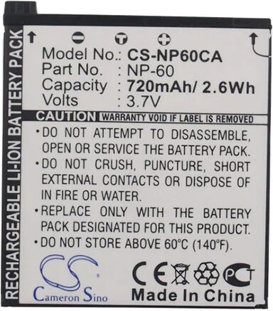 Cameron Sino Np60Ca Battery Replacement For Casio Camera