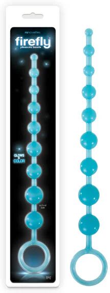 NS Novelties Firefly Pleasure Beads - Glow-in-Dark Blue 30 cm (11.8") Anal Beads