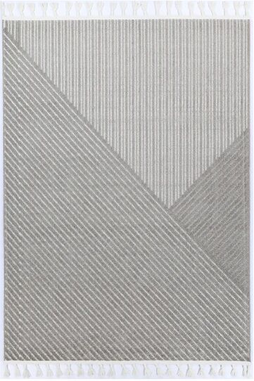 Unbranded Aria Cream Grey Geometric Striped Rug