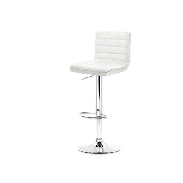 Artiss 2 Gas Lift Bar Stools Swivel Chairs Leather Chrome White