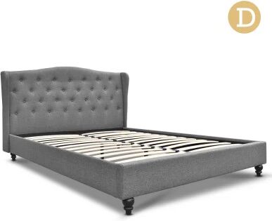 Artiss Fabric Bed Frame with Headboard Grey