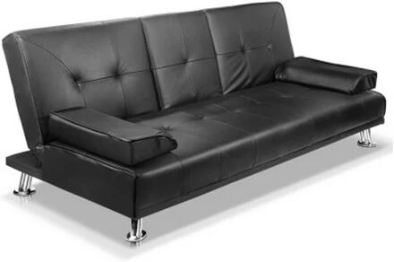 Artiss Modern PU Leather 3 Seater Sofa Bed with Cup Holders