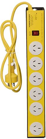 Powerleader 6 Way Metal Heavy Duty Powerboard Yellow