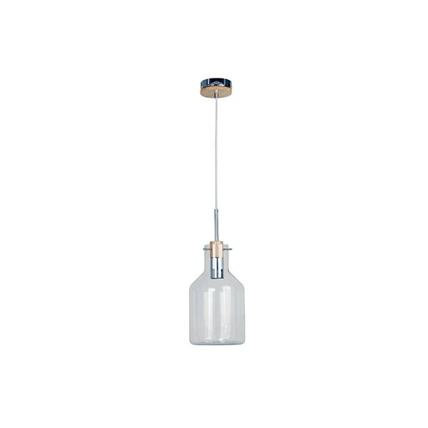Oriel Lighting Scandi Clear Glass And Timber Pendant