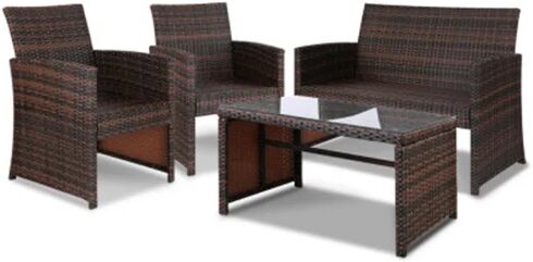 Gardeon Set of 4 Outdoor Rattan Chairs & Table