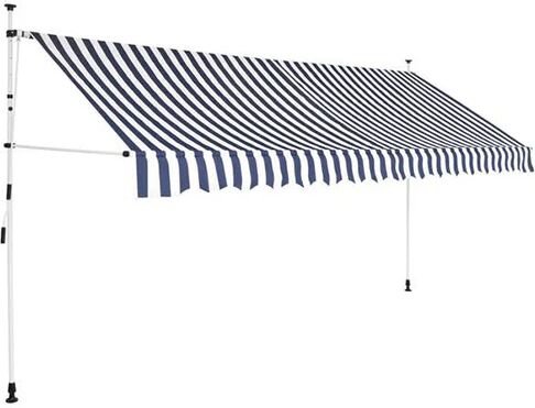 Unbranded Manual Retractable Awning 350 Cm Blue And White Stripes