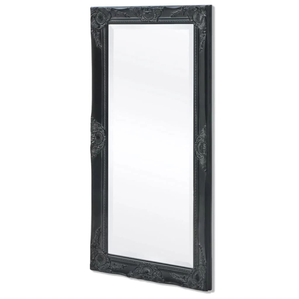 Unbranded Wall Mirror Baroque Style 100 x 50 Cm Black