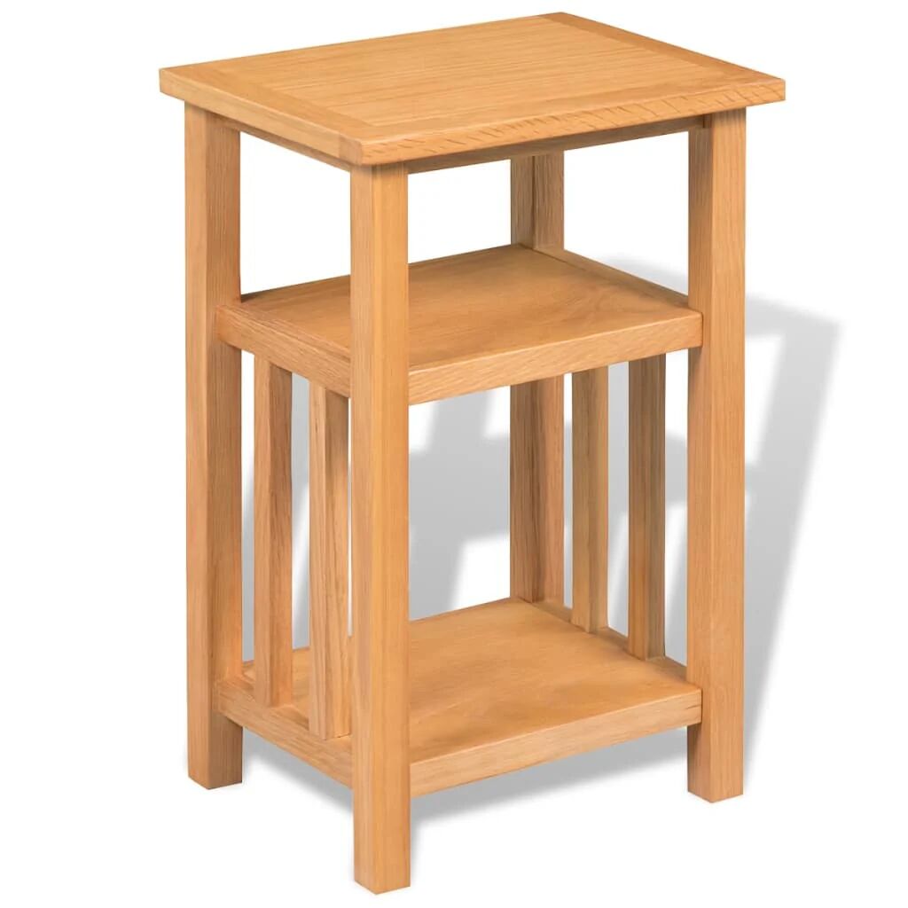 Unbranded End Table With Magazine Shelf Solid Oak 27 x 35 x 55 Cm