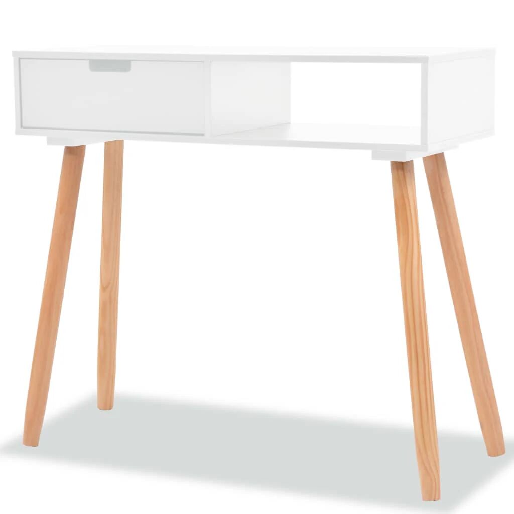 Unbranded Console Table Solid Pinewood 80 x 30 x 72 Cm White
