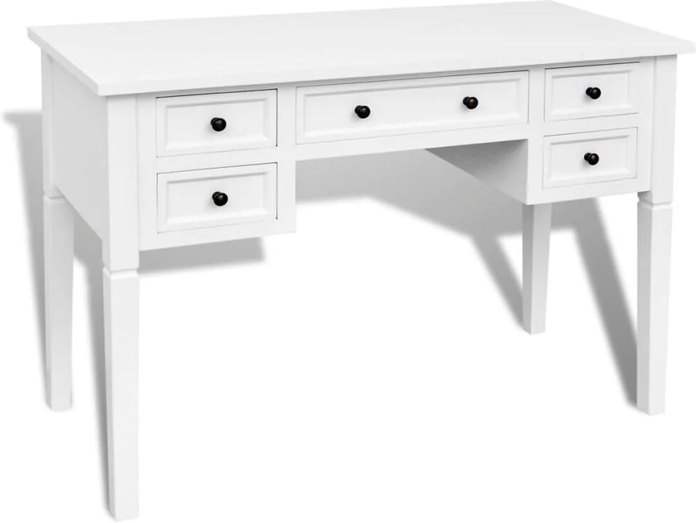 Unbranded White Writing Desk With 5 Drawers