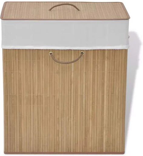 Unbranded Bamboo Laundry Bin Rectangular Natural