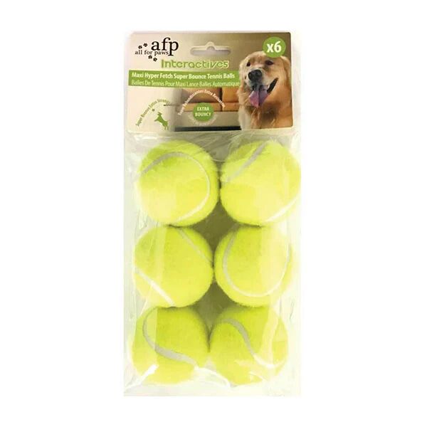 All For Paws 6 Pack Extra Bouncy Dog Fetch Balls Afp Hyper Maxi Super Bounce Tennis