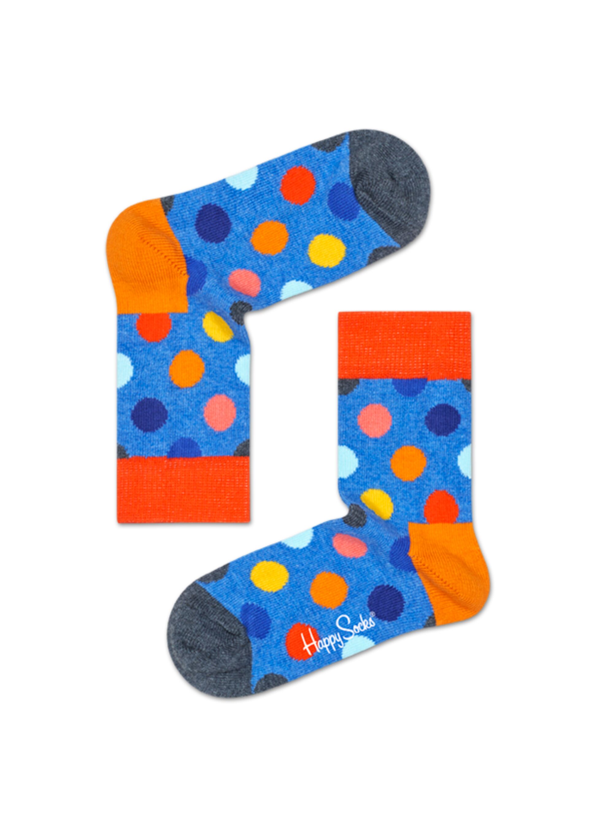 Happy Socks Kids Big Dot Sock - Blue,Grey,Orange,Red,Yellow - Kids