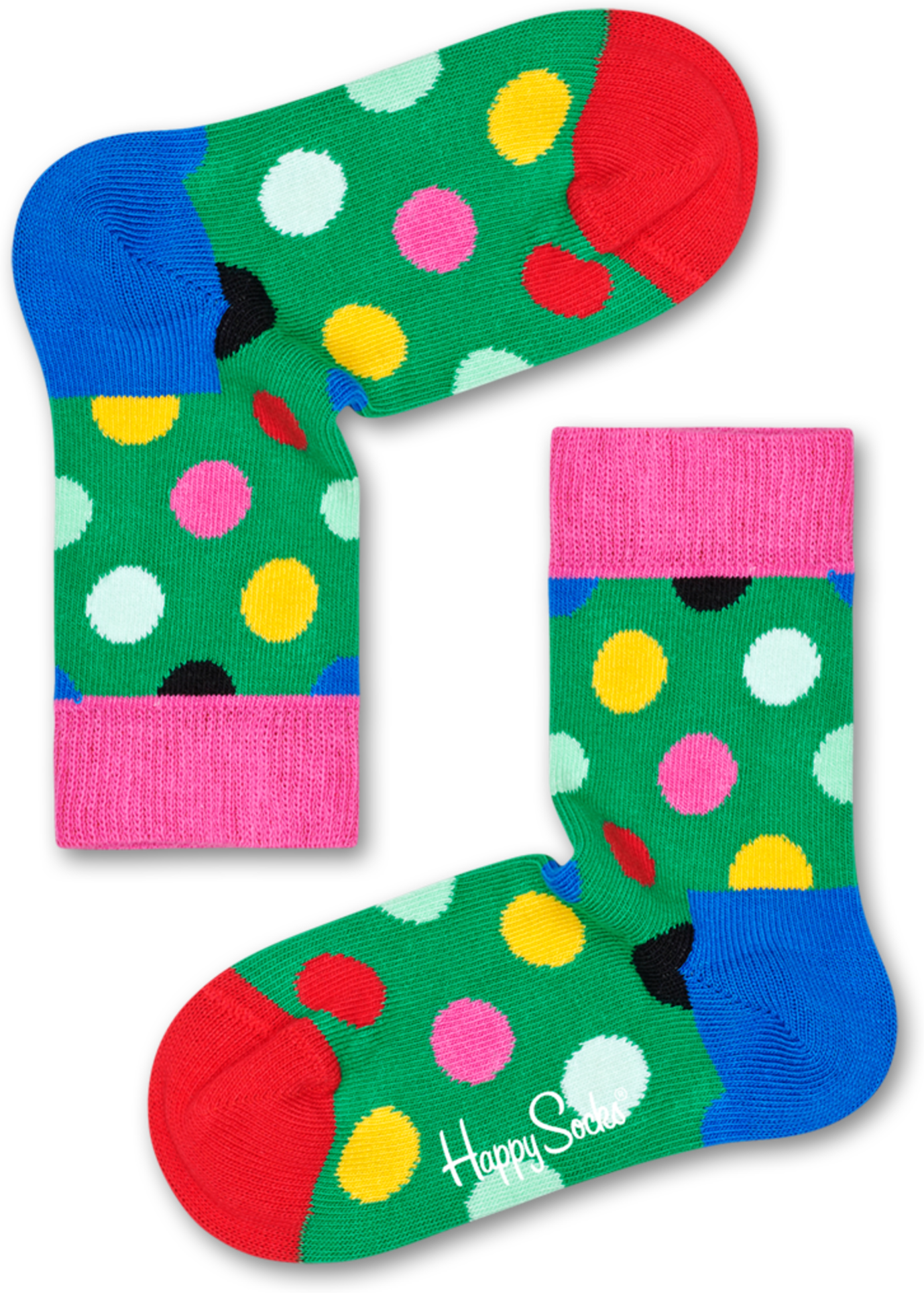 Happy Socks Kids Big Dot Sock - Blue,Green,Red - Kids