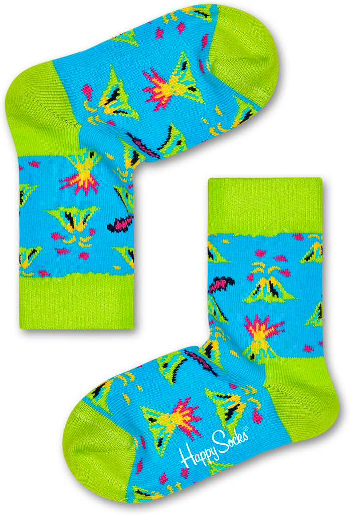 Happy Socks Kids Volcano Sock - Blue,Green - Kids