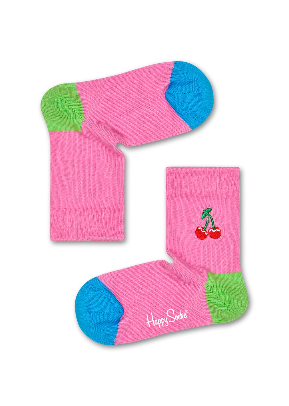 Happy Socks Kids Cherry Embroidery Sock - Blue,Green,Pink,Red - Kids