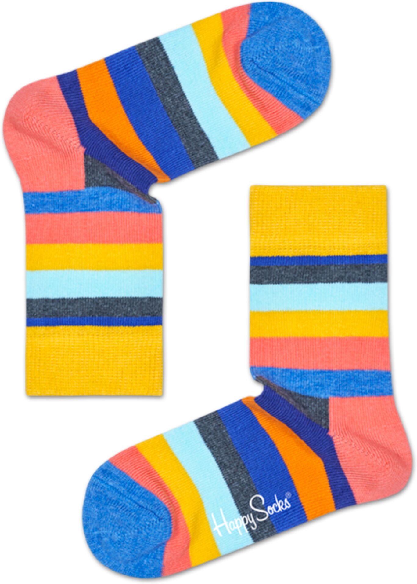 Happy Socks Kids Stripe Sock - Blue,Grey,Orange,Yellow - Kids